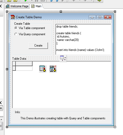 Create Table Delphi Example