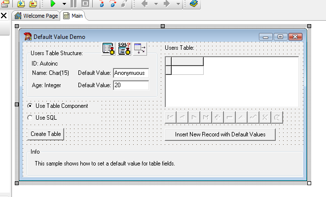 Default Value Delphi Example