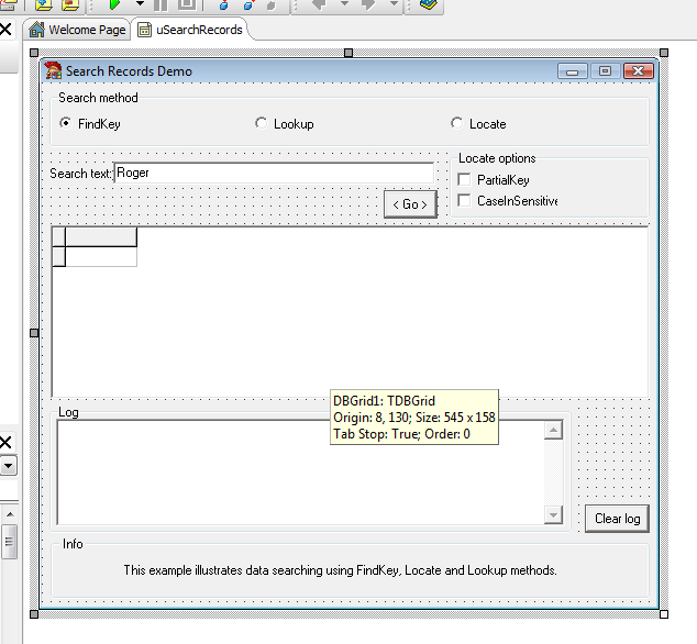 Search Records Delphi Example