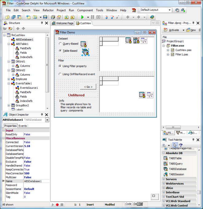 TABSDatabase Screenshot