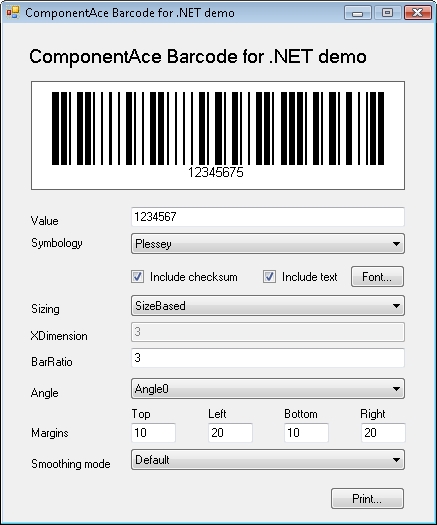 ComponentAce Barcode .NET screenshot