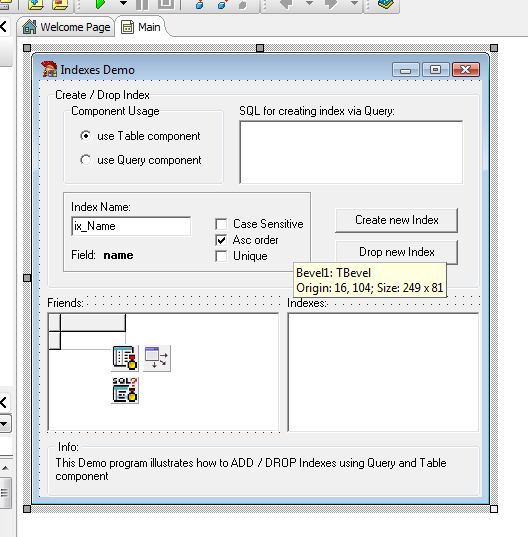 Indexes Delphi Example